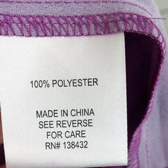 ModCloth Womens Floral Top Purple Medium Long Sleeve Popover Button Blouse - Picture 7 of 7